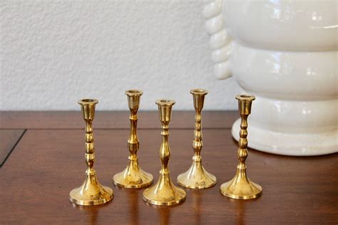 Small Brass Candeholders Brass Candleholder Set Mini Brass Etsy