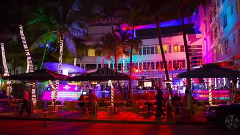 Nightlife At Ocean Drives Street South Beach Miami Stock Video Video Of Florida Blue
