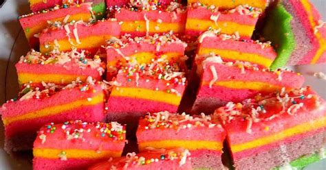 Resep Rainbow Cake Kukus Nyliem Oleh Lisna Mdf Cookpad