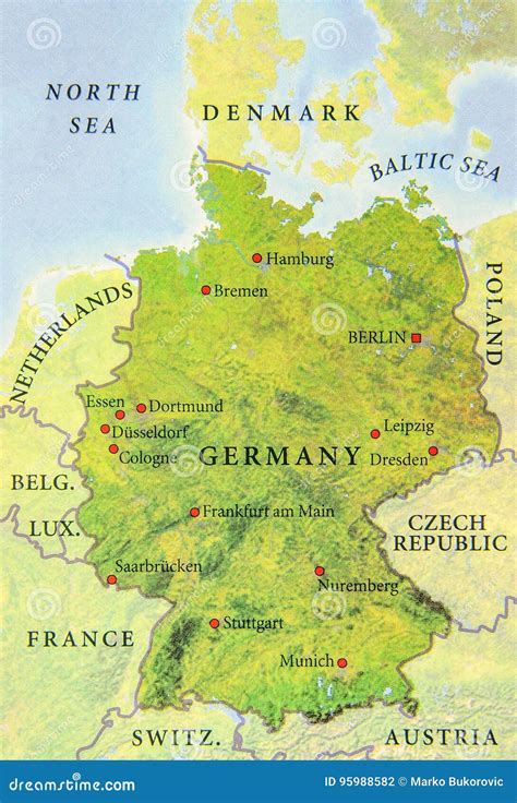 Geograficzna Mapa Europejczyka Niemcy Kraju Mapa Ilustracji