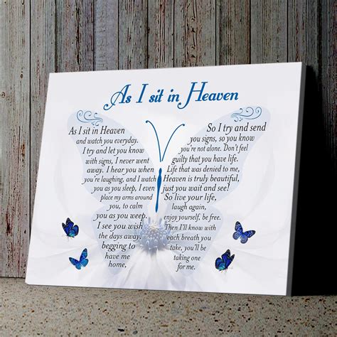 Blue Butterfly As I Sit In Heaven Print Heaven T Memorial Etsy