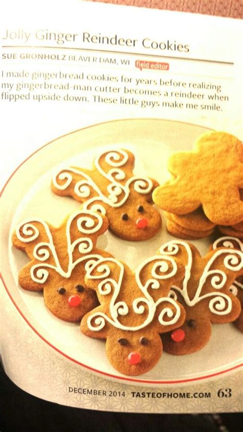 Turn the gingerbread man upside down so it is standing on its head; Use upside down gingerbread cookie cutter to make reindeer ...