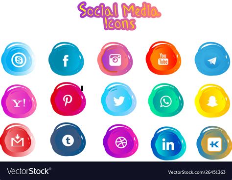 Sosial Media Icons Royalty Free Vector Image Vectorstock