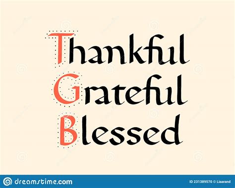 Thankful Grateful Blessed Carolingian Calligraphy Stock Vector