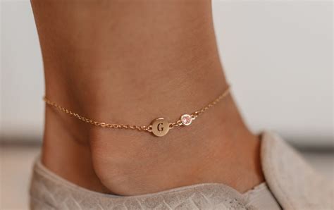 Personalized Monogram Anklet Gold Initial Anklet Etsy