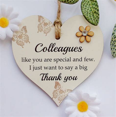 Thank You Colleague Friendship Butterfly Wooden T Heart Etsy Uk