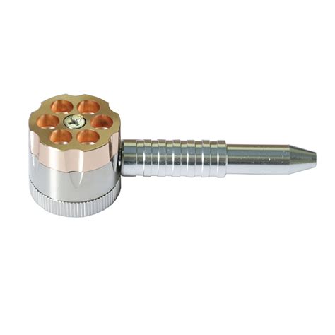 bullet rotating pipe six hole shooter tobacco grinder smoking pipe 2 in 1 metal 2 layer herbal