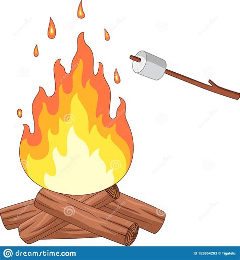 Campfire And Marshmallow Roast On A Stick Illustration Of Campfire And Marshmal Sponsored