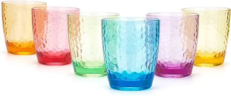Hammered Style 15 Ounce430ml Acrylic Glasses Plastic Tumbler Set Of 6 Multi Colorbpa Free