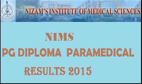 Nims Pg Diploma Paramedical Exam Results 2015 Declared Check Here