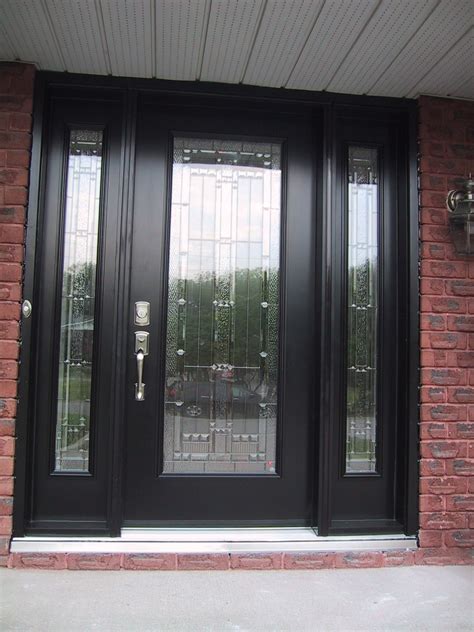 Doors Black Single Wood Glass Front Doors With Antique Decorative Lights Outdoor From Some