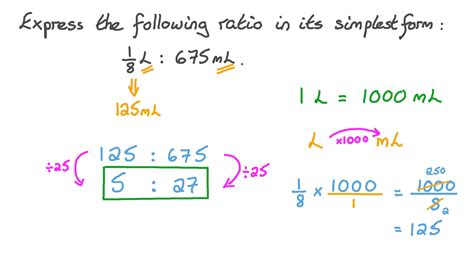 Question Video Expressing A Given Ratio In The Simplest Form Involving