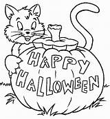 Halloween Coloring Pages Cat Kids Printable sketch template