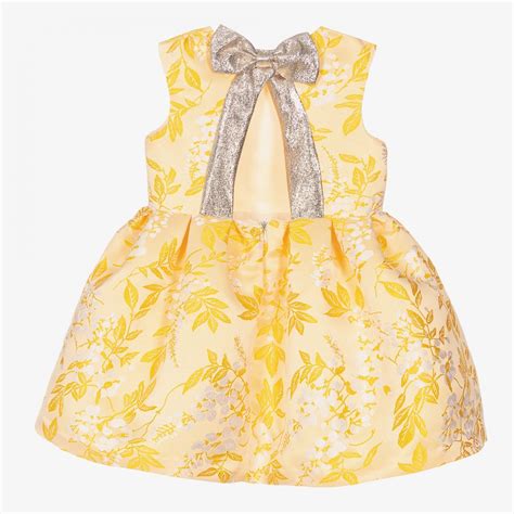 Hucklebones London Yellow Floral Jacquard Dress Childrensalon Outlet
