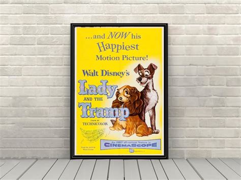 Lady And The Tramp Poster Vintage Disney Movie Poster Classic Walt