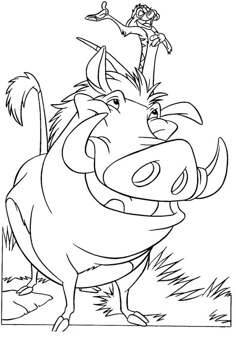 Although the lion is not the largest, fastest or most lethal animal, its position as king of beasts has rarely been challenged. Timon and Pumbaa - The Lion King Kids Coloring Pages