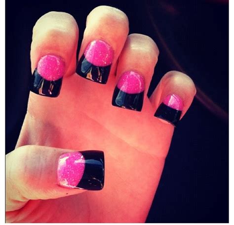 Pink and black French tip nails | Acrylic nail designs ... Even in france, where it's considered an american invention, this kind of mani is called la french.