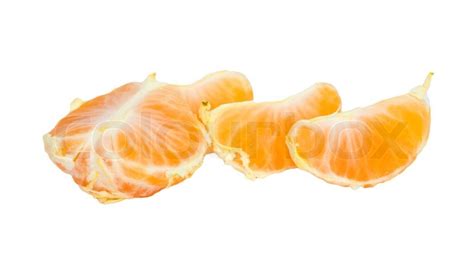 Slices Of Peeled Orange On White Stock Photo Colourbox