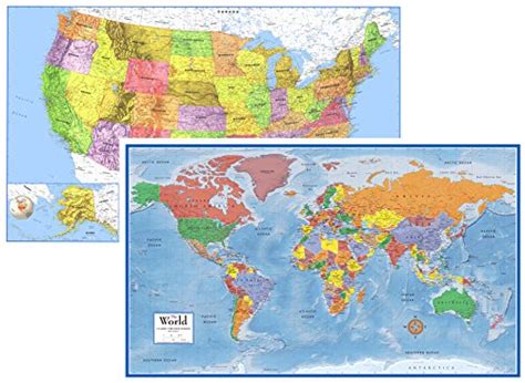 24x36 World And Usa Classic Premier 3d Two Wall Map Set Laminated