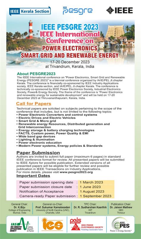 Cfp Pesgre 2023 Trivandrum Kerala India Ieee Power Electronics