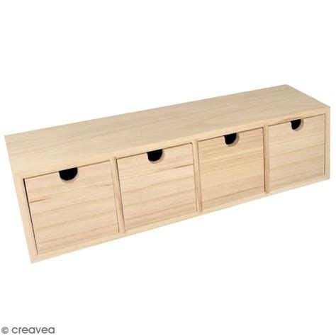 Console industrielle 2 tiroirs en métal et bois tresca. Meuble casier à tiroirs en bois brut - 4 tiroirs - 44 x 10 ...