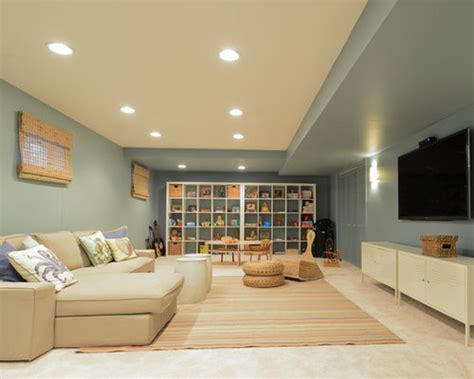Gray is a great color for basements. Basement Wall Colors Design Ideas & Remodel Pictures | Houzz
