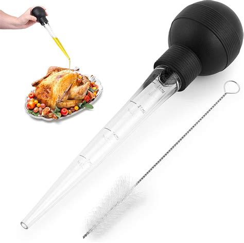 turkey baster with cleaning brush food grade syringe baster for cooking and basting with