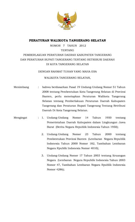 Pemberlakuan Perda Kabupaten Tangerang Dan Peraturan Bupati Tangerang