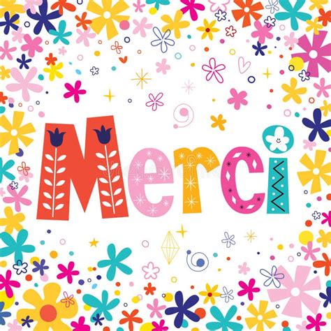 Mercis De Word Merci Dans La Typographie Française Marquant Avec Des
