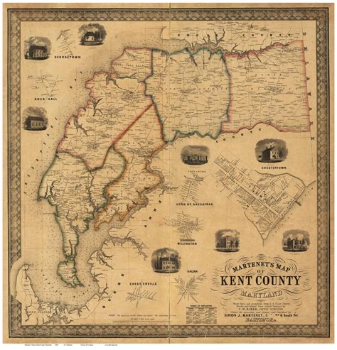 Kent County Maryland 1860 By Simon J Martenet Old Wall Map Etsy