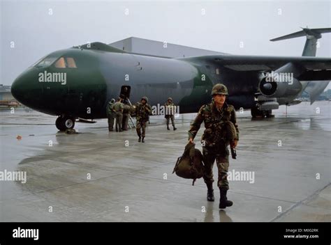 Us Air Force Cargo Aircraft C 141 Starlifter On The Ramstein Air Base