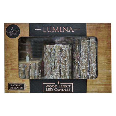 Buy 3 Pack Wood Effect Led Candles Online At Cherry Lane