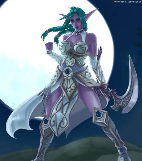 Tyrande The Night Warrior By Roghka Warcraft Art Fantasy Female Warrior World Of Warcraft