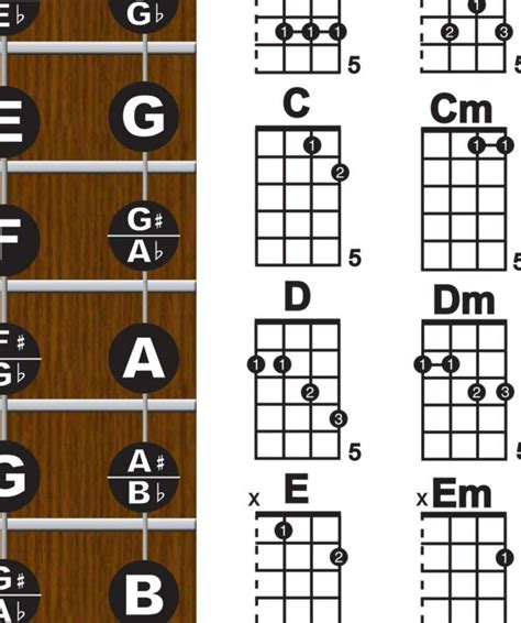 4 string plectrum banjo fingerboard chords poster chart 715706752831 ebay
