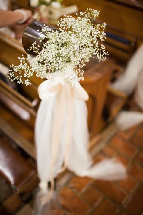 Pew bows are typically made of tulle or ribbon. Elegant Pew Decor