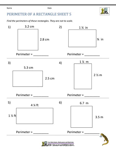 Perimeter Of A Rectangle Worksheet
