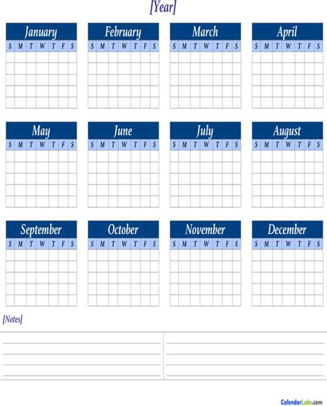 Download Yearly Blank Calendars For Free Formtemplate