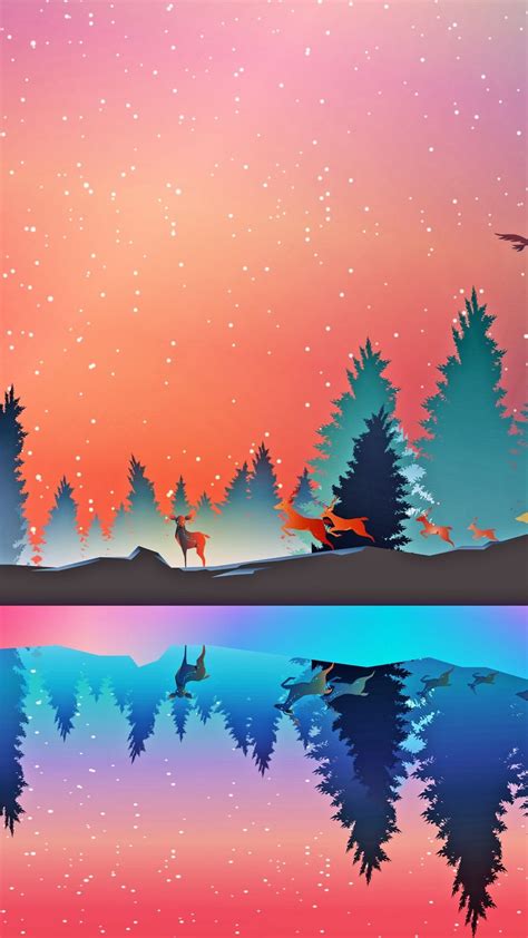 Wildlife Fantasy Deer Lake Reflections Digital Art
