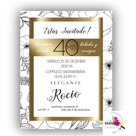 Tarjeta Invitación 40 Años Plantillas Para Invitación De Cumpleaños