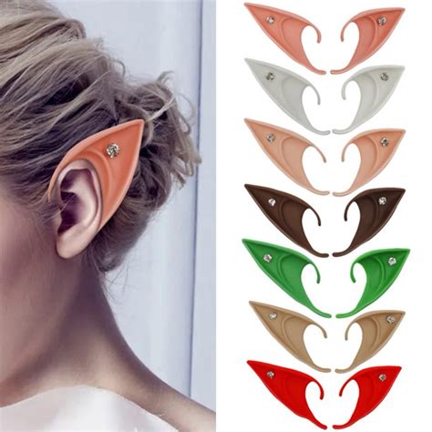 1 Pair Elf Ears Realistic High Simulation Soft Stage Props Halloween