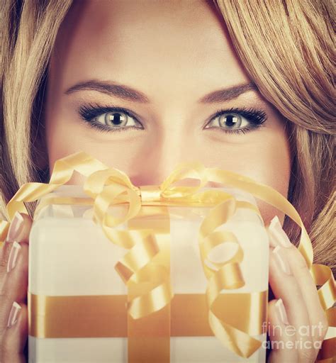 Sexy Woman With Christmas Gift Photograph By Anna Om Fine Art America