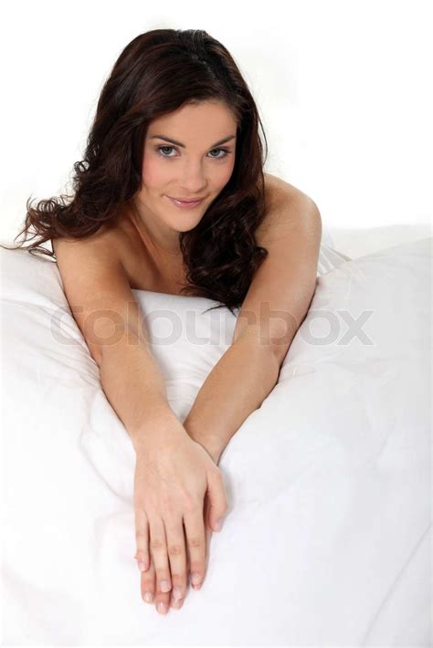 Brunette Naked In Bed Stock Image Colourbox