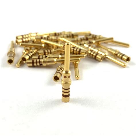 Male Pin Terminal For Dt Connector Plug 20 16 Awg Gold Solid Contact