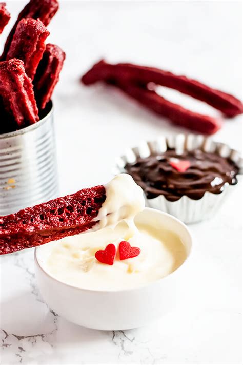 200ml water, 30g butter, 30g sugar, red food. Red Velvet Churros + 2 Dips - Oh Sweet Basil