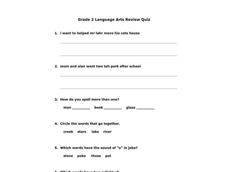 Abcmouse.com has been visited by 100k+ users in the past month Grade 2 Language Arts Review Quiz Worksheet for 1st - 2nd Grade | Lesson Planet