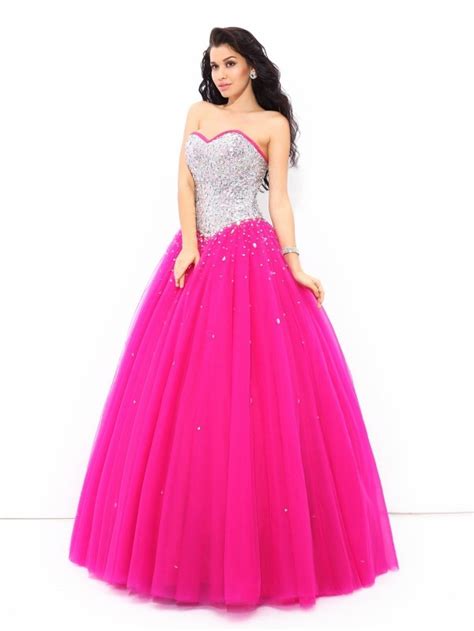 Ball Gown Beading Sweetheart Sleeveless Long Satin Quinceanera Dresses