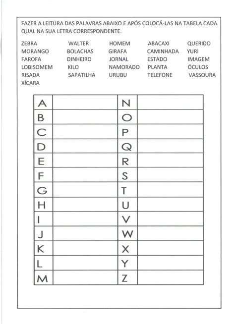 30 Atividades Sobre Ordem Alfabética Para Imprimir Online Cursos