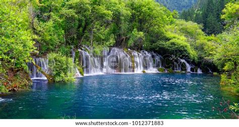 View Colorful Lake Waterfall Jiuzhaigou National Stock Photo Edit Now