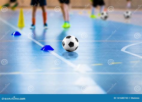 Futsal Soccer Training Field Young Sports Players With Balls On