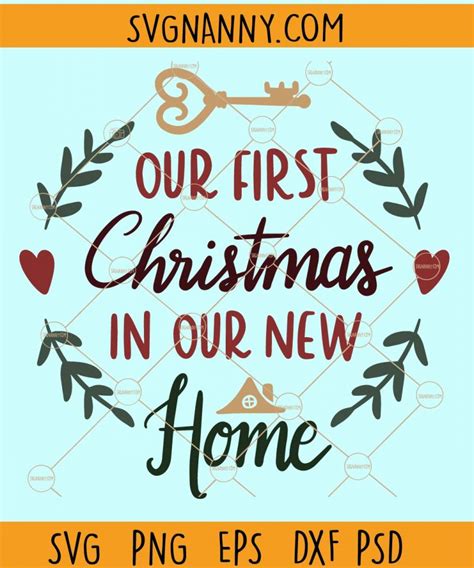 Our First Christmas In Our New Home Svg Christmas Wreath Svg Arrow